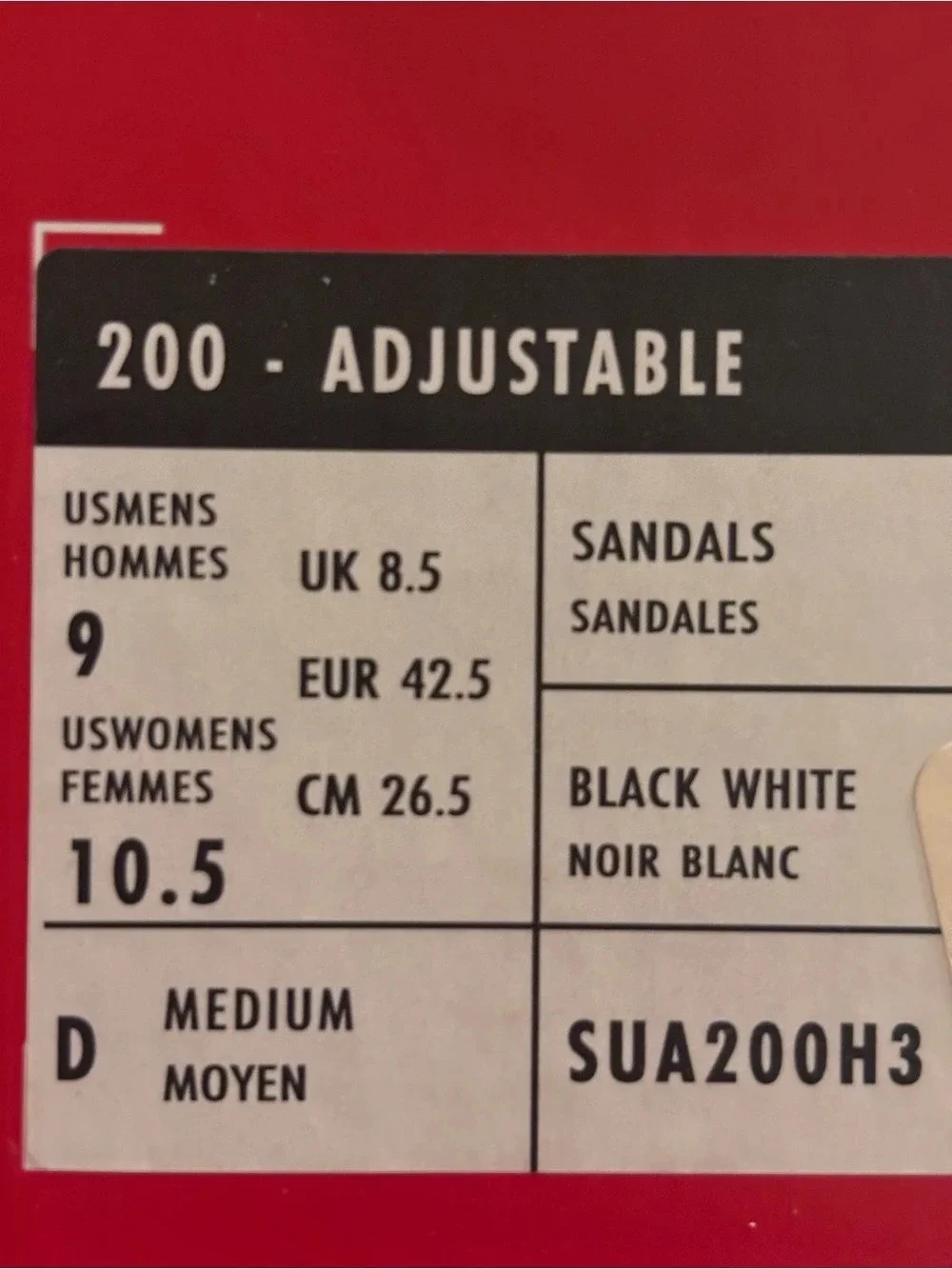New Balance 200 Adjustable Slide Sandals Black & White US 9 NWT